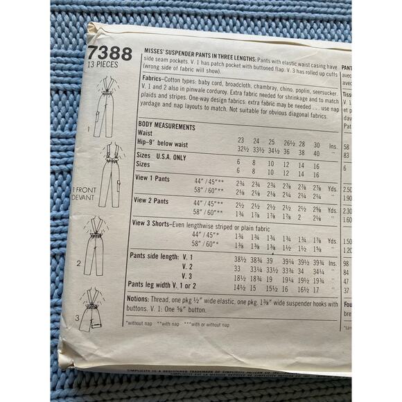 Simplicity 7388 Overall pattern 1980s - Picture 4 of 5